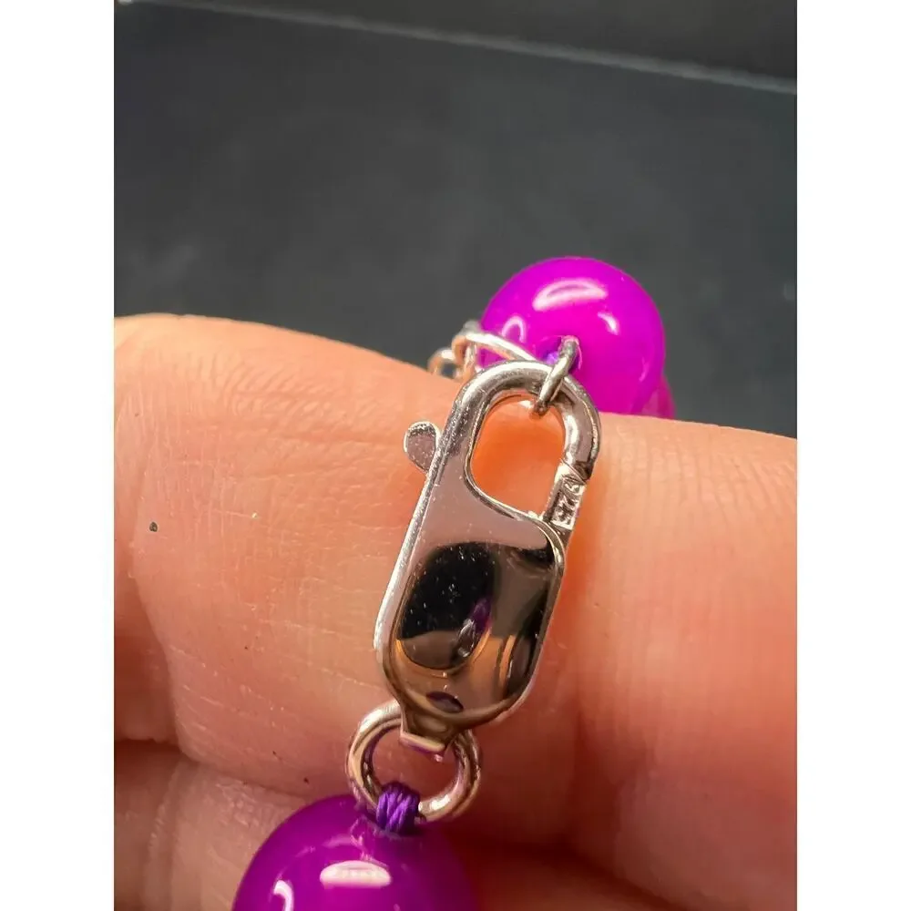 NEW purple agate 18 inch necklace with sterling silver clasp